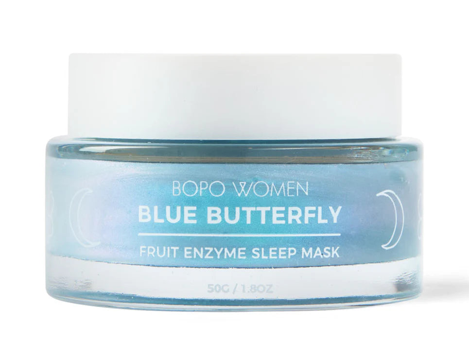 Bopo Blue Butterfly Fruit Enzyme Sleep Mask - Hydrating & Brightening Night Face Mask for Glowing Skin | Perfect for Overnight Skincare Routine & Relaxation
