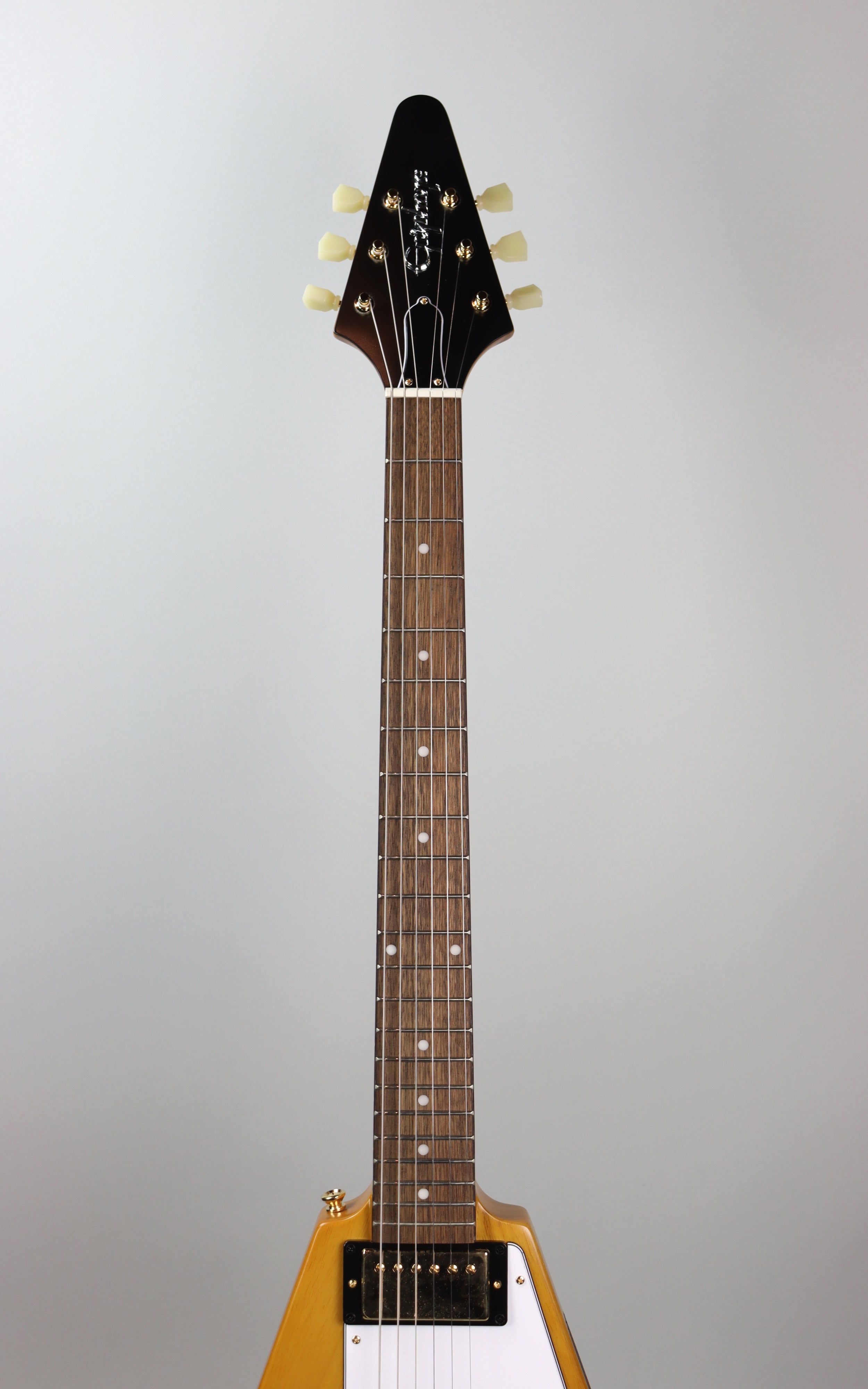 Epiphone 1958 Korina Flying V Electric Guitar - White Pickguard, Aged Natural Finish | Vintage-Inspired Design for Rock & Blues Musicians