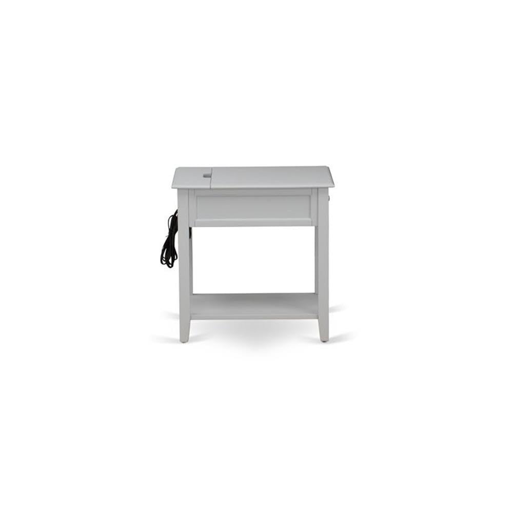 Denison Modern End Table with Drawer - 24x19 Inch Rectangle Nightstand for Bedroom, Urban Gray - Perfect for Small Spaces, Apartment Living & Contemporary Home Decor