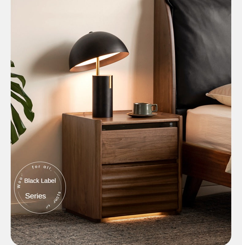 Black Walnut Solid Wood Nightstand - Minimalist Bedside Table for Bedroom, Living Room & Office | Durable & Stylish Storage Solution
