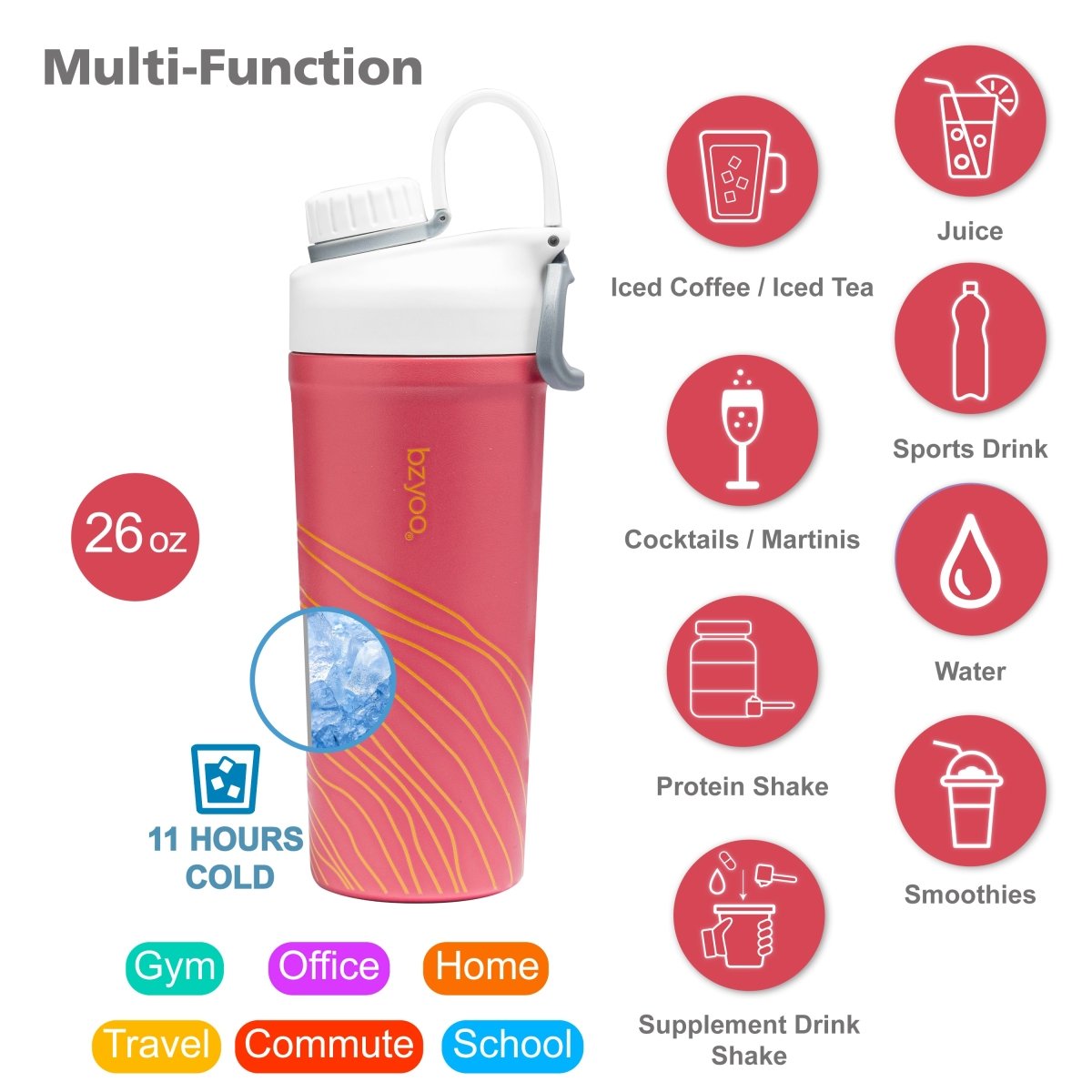 26oz Stainless Steel Double Wall Insulated Tumbler with Lid - Leakproof & Sweatproof, Organica Red - Perfect for Coffee, Tea, Cold Drinks at Home, Office or Travel