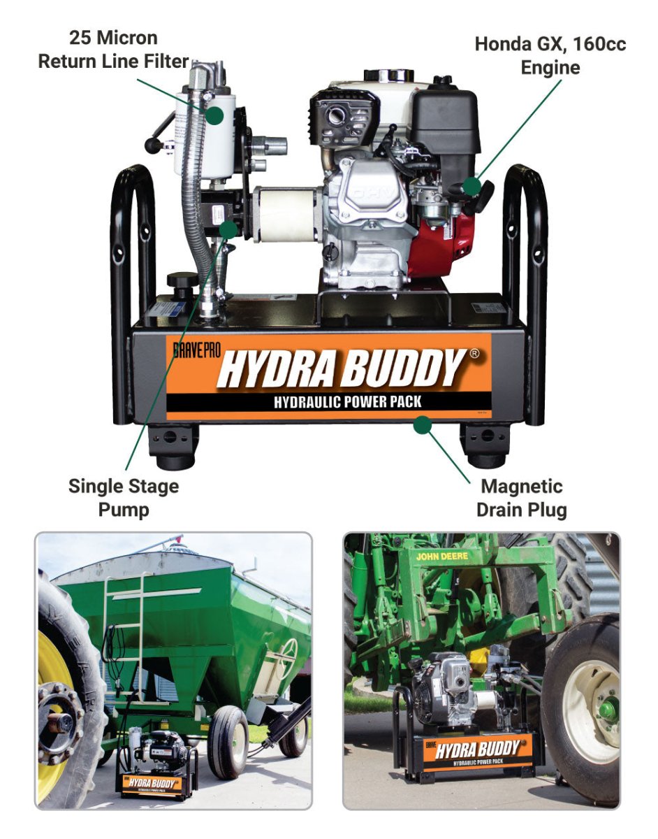 Brave Hydraulic Power Pack - 900 PSI 7 GPM High Performance Pump with Recoil Start & Honda GC160 Engine - Ideal for Log Splitters, Construction Equipment, and Hydraulic Tools