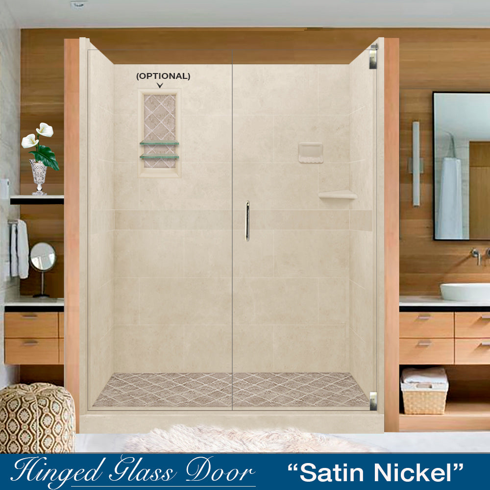 Diamond Solid Desert Sand 60-Inch Alcove Shower Enclosure Kit - Waterproof Bathroom Upgrade for Modern Homes