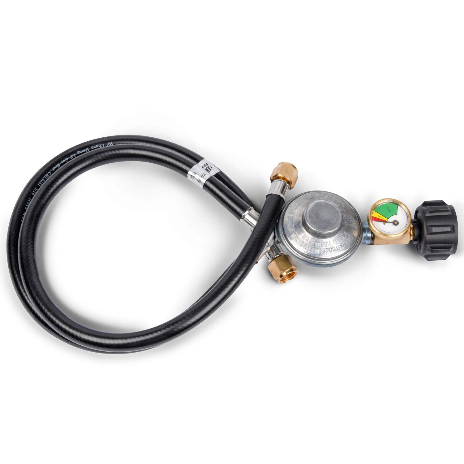 GasSaf 2 Feet Y Splitter Propane Regulator - Dual Hose Low Pressure LP Gas Regulator Kit for Grill, Heater, Camping Stove & Fire Pit Table - Perfect for Outdoor Cooking, Backyard BBQs & Camping Adventures