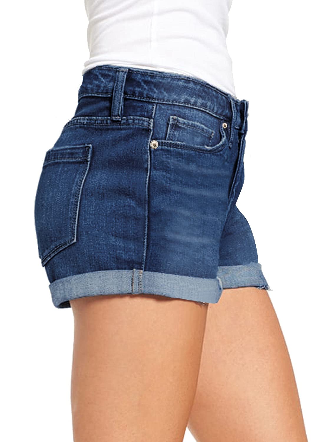 LookbookStore Women's High Waisted Rolled Hem Distressed Jeans - Ripped Denim Shorts for Summer | Casual Streetwear, Beach Outfits & Music Festival Fashion