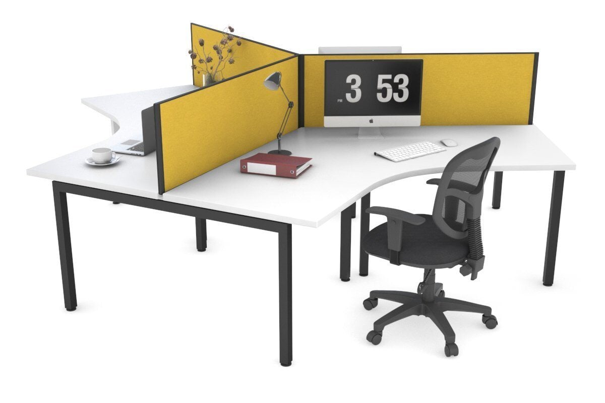 Quadro Square Legs 3-Person 120° Office Workstation - Modular Desk System for Collaborative Workspaces & Team Projects