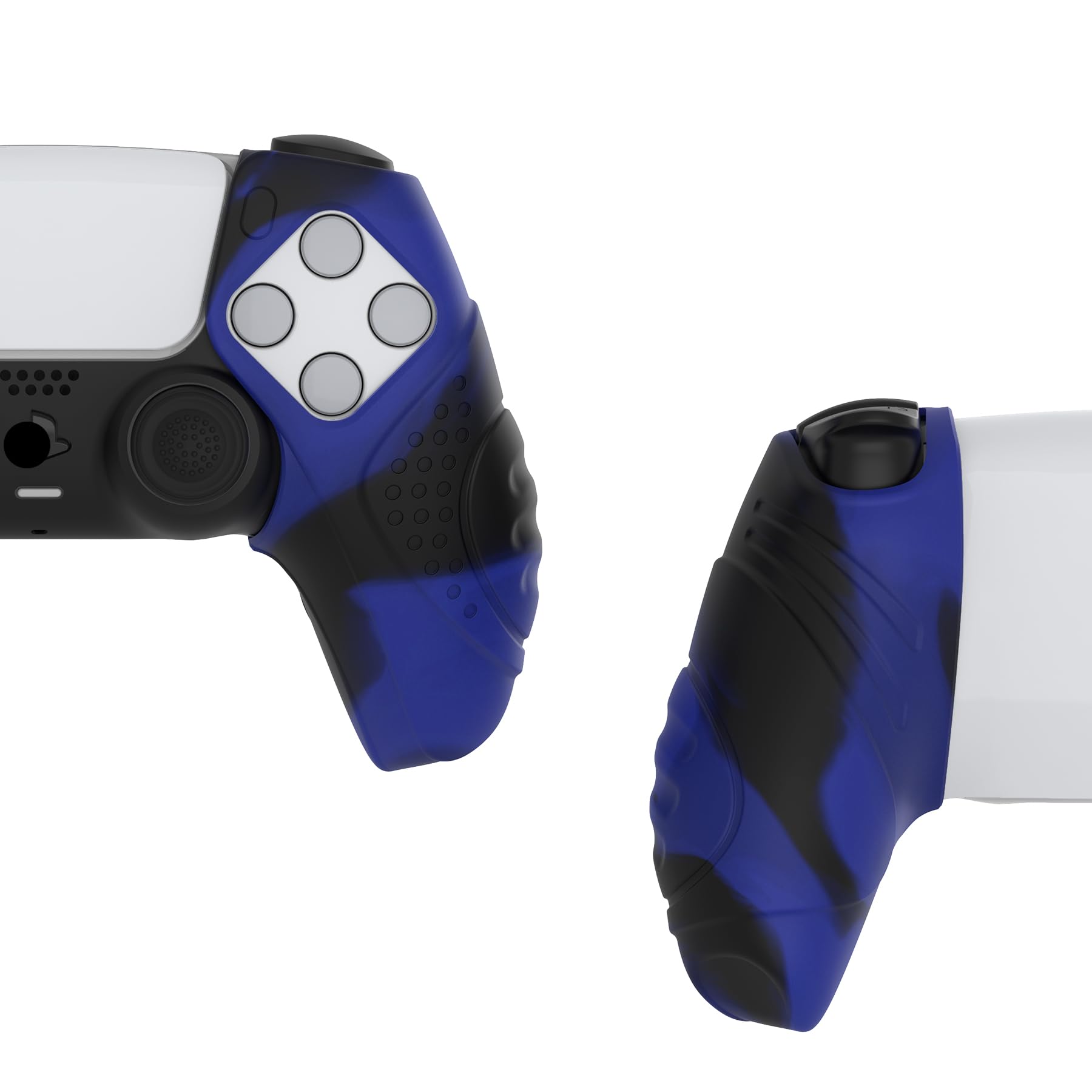 PlayVital Anti-Slip Silicone Cover for PS5 Controller - Protective Grip Skin Case Compatible with Charging Station (Guardian Edition, Blue & Black) - Perfect for Gaming, Travel, and Long Play Sessions