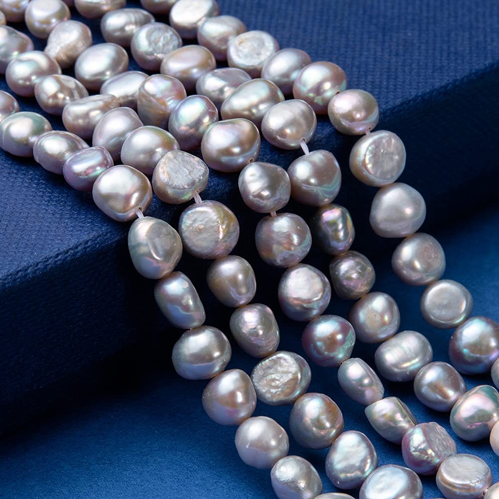 FASHEWELRY 5 Strands Natural Cultured Freshwater Pearl Beads - Light Grey Loose Pearls for DIY Jewelry Making (7-9x5-6mm) - Perfect for Necklaces, Bracelets & Earrings