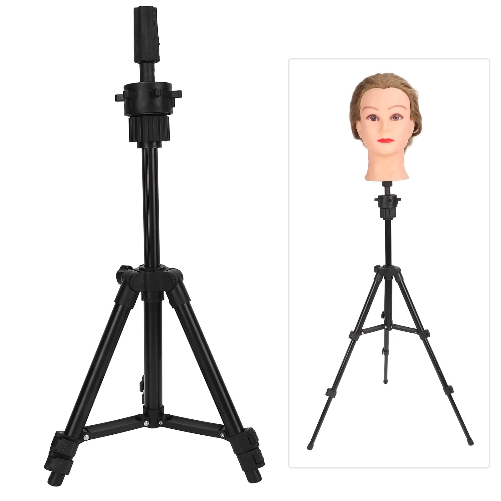 Adjustable Aluminum Alloy Mannequin Head Tripod Stand - Professional Wig Head Holder for Hairdressing Training & Cosmetology Teaching - Perfect for Salon Styling, Wig Display, and Makeup Practice