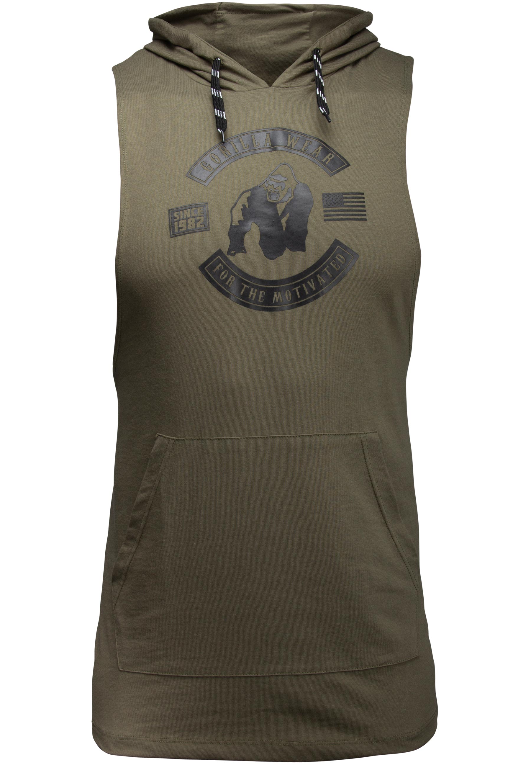 Lawrence Hooded Tank Top for Men - Army Green - Lightweight & Breathable Summer Workout Shirt - Gym, Running, Outdoor Activities