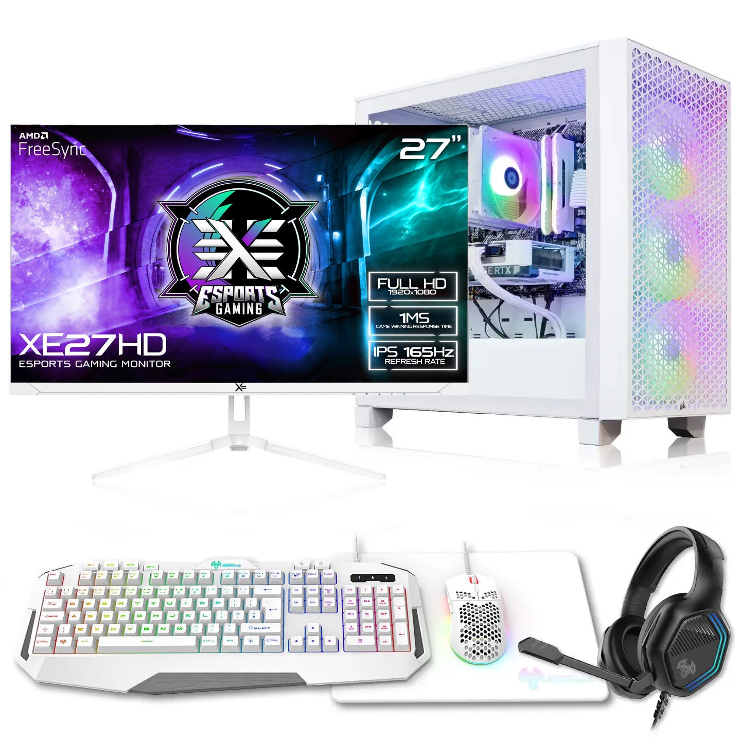 3000D RGB White Gaming PC - AMD Ryzen 5 5500, NVIDIA RTX 3060 12GB, 27