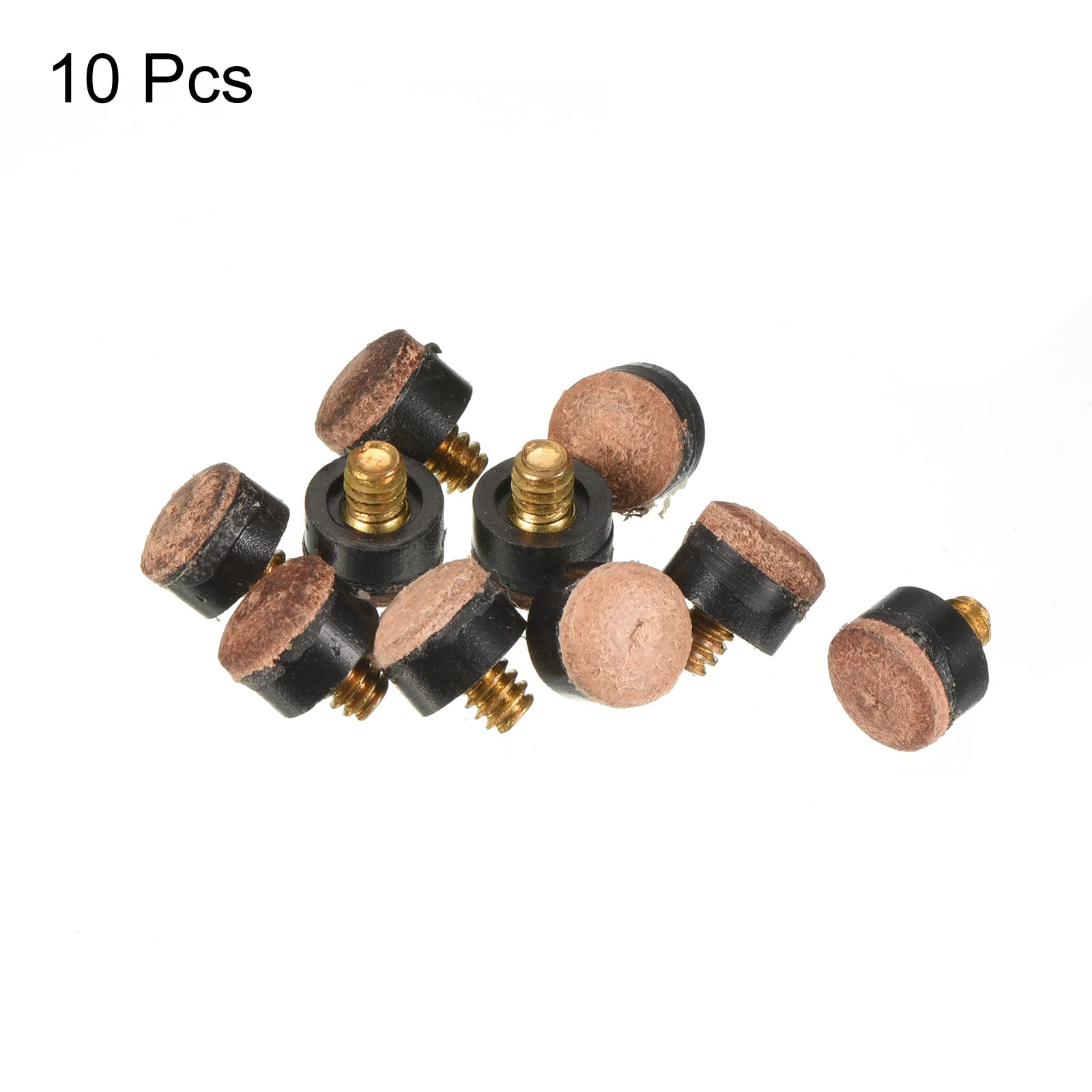 PATIKIL 10mm Dia Screw-on Pool Cue Tips - 10 Pack Brown Billiard Cue Tips for Snooker, Pool Stick Replacement Accessories - Perfect for Professional & Home Game Rooms