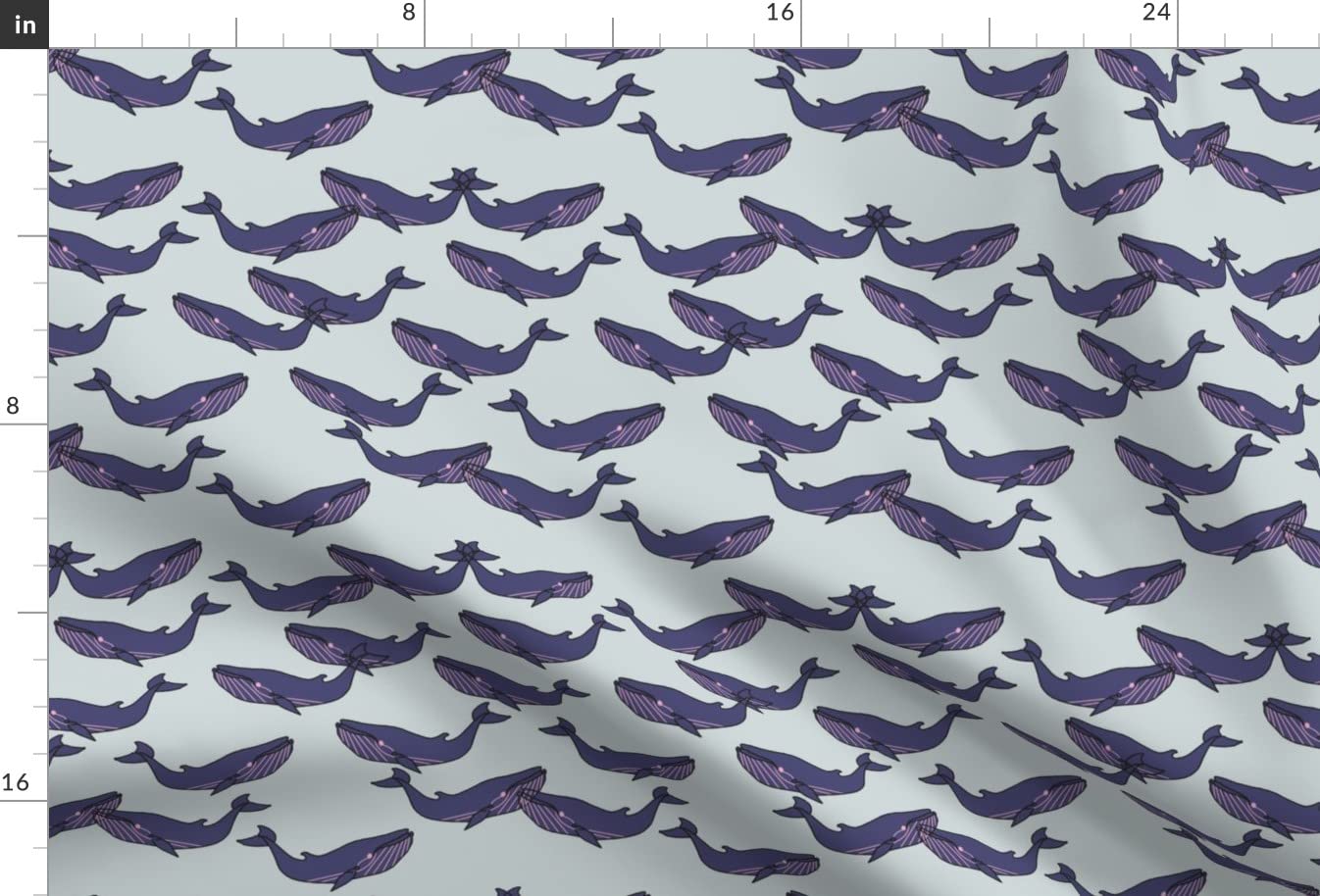 Blue Whales Nautical Ocean Whale Printed Minky Fabric Fat Quarter - Soft Plush Fabric for Sewing Baby Blankets, Quilt Backing & Plush Toys - Perfect for Nursery Decor, DIY Crafts & Gift Making