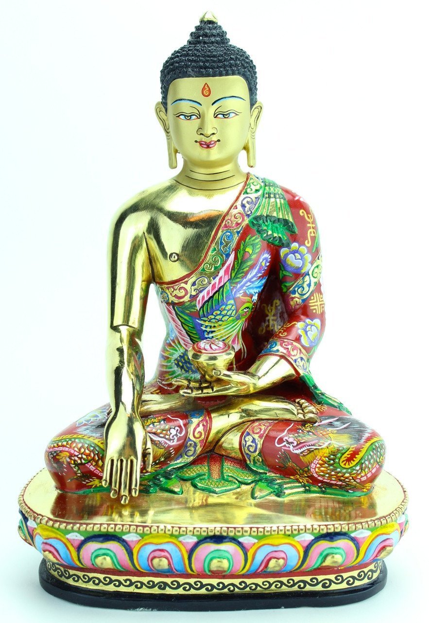 Hand Painted Unique 9 Inch Shakyamuni Buddha Statue - Meditation Decor, Yoga Studio Centerpiece, Buddhist Altar Gift