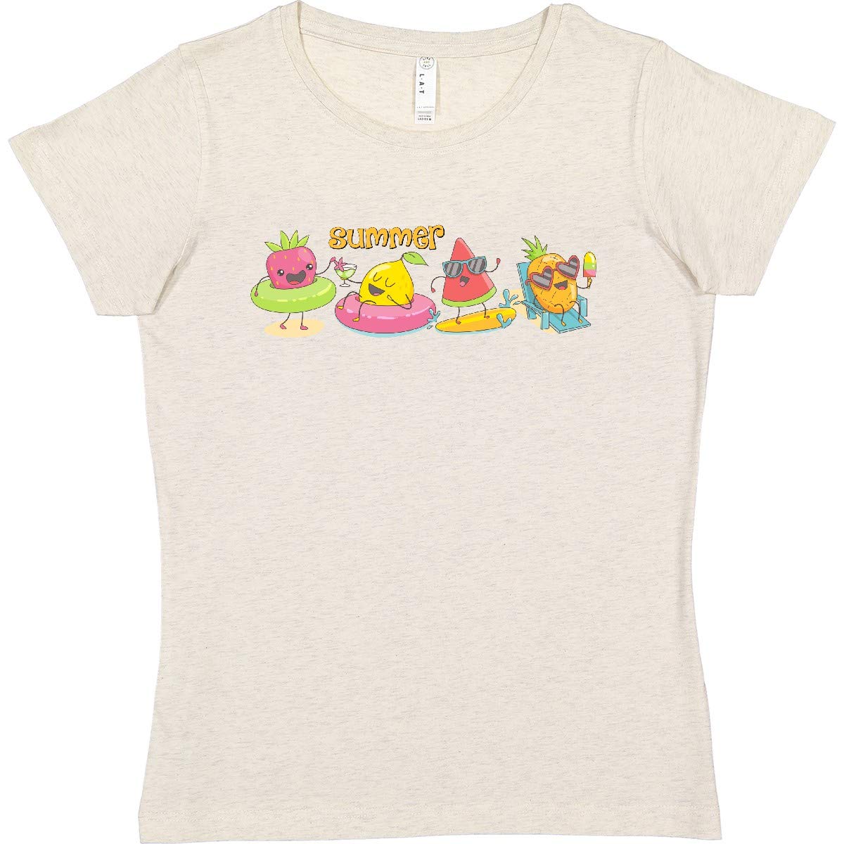 Inktastic Kawaii Summer Fruit Women's T-Shirt - Cute Cartoon Fruit Graphic Tee for Casual Wear & Summer Outfits