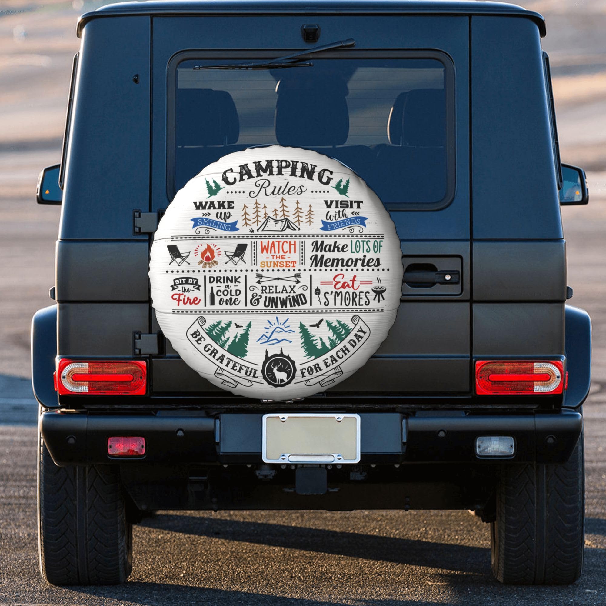 Universal 14 Inch Weatherproof RV Spare Tire Cover - Camper, Trailer, SUV & Truck Wheel Protector for Outdoor Travel & Camping Adventures