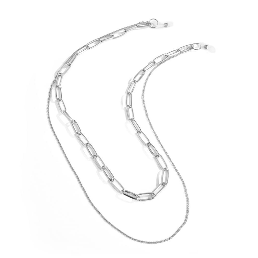 Trendy Women's Sunglasses Chain Necklace - Silver 60cm Adjustable Eyeglass Holder Lanyard Cord for Reading & Fashion Accessories - Perfect for Outdoor, Travel & Daily Wear
