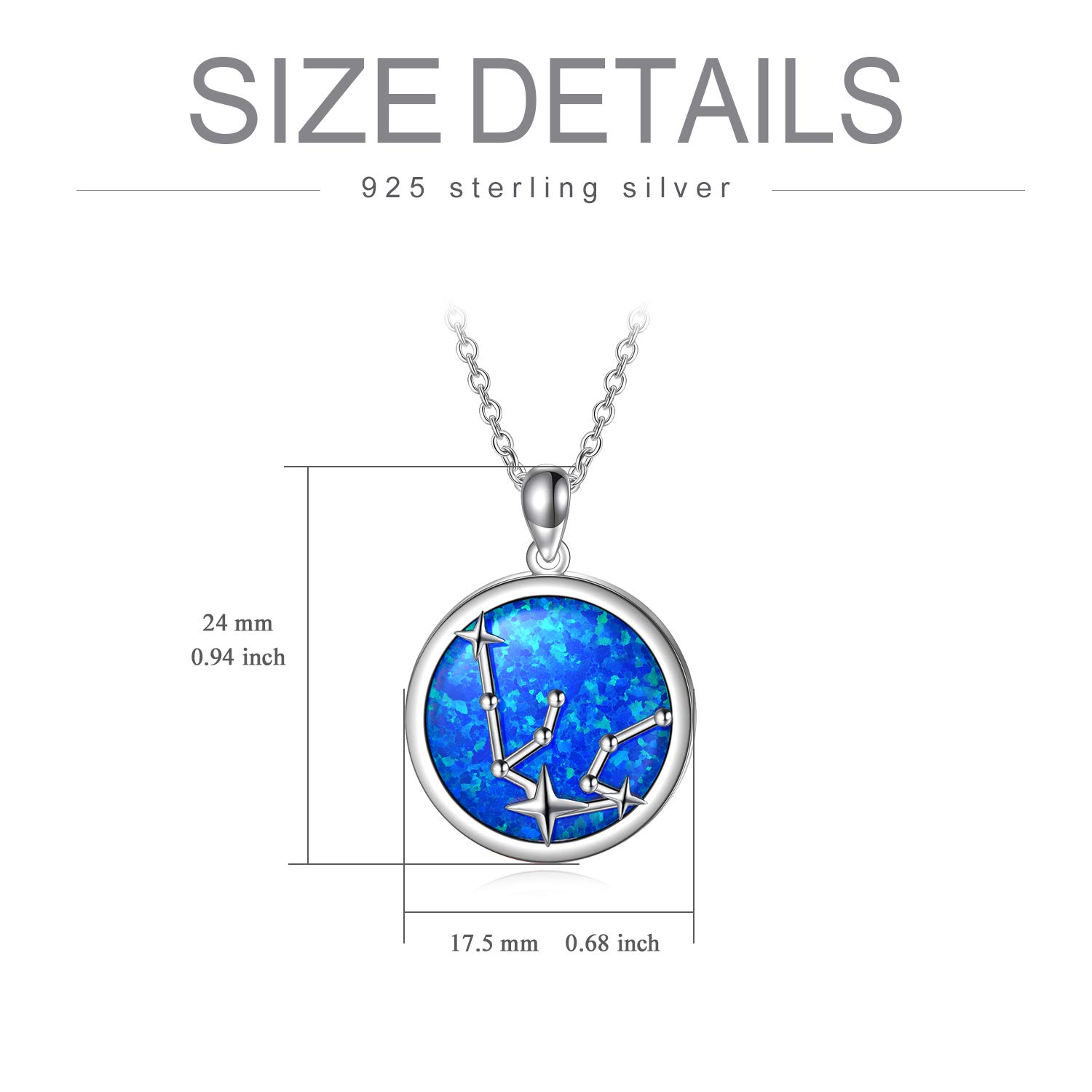 SOULMEET Sterling Silver Zodiac Necklace for Women - Simulated Opal Birthstone Jewelry Gift for Birthday, Christmas, Anniversary & Valentine's Day | Elegant Everyday Wear & Special Occasion Accessory