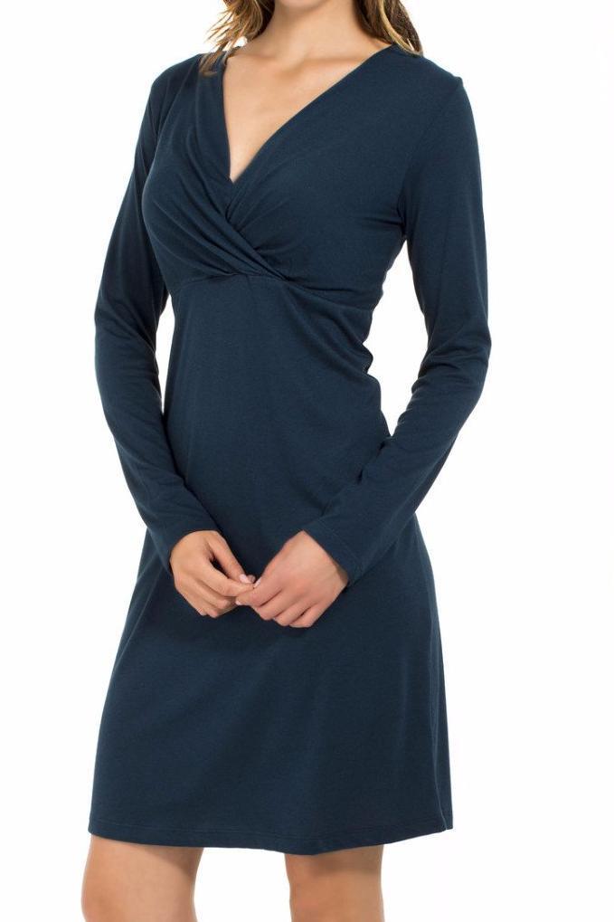 Cozy Long Sleeve Lounge Dress for Women - Soft Comfort Wear for Home Relaxation & Casual Outings - On Sale Now
