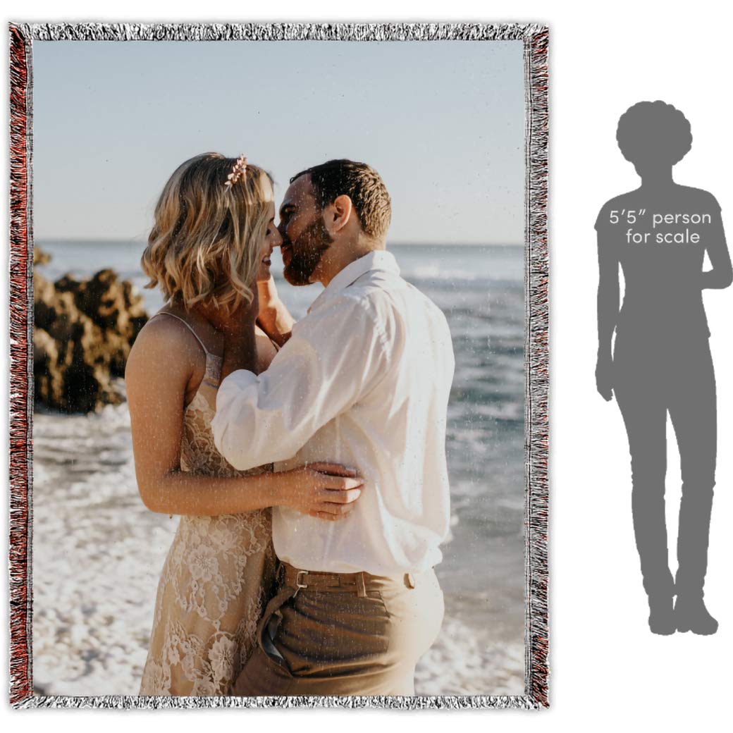 Custom Personalized Woven Blanket with Your Photo - 100% Soft Cotton, 60'' x 80'' - Perfect for Home Decor, Wedding Gifts & Cozy Family Keepsakes