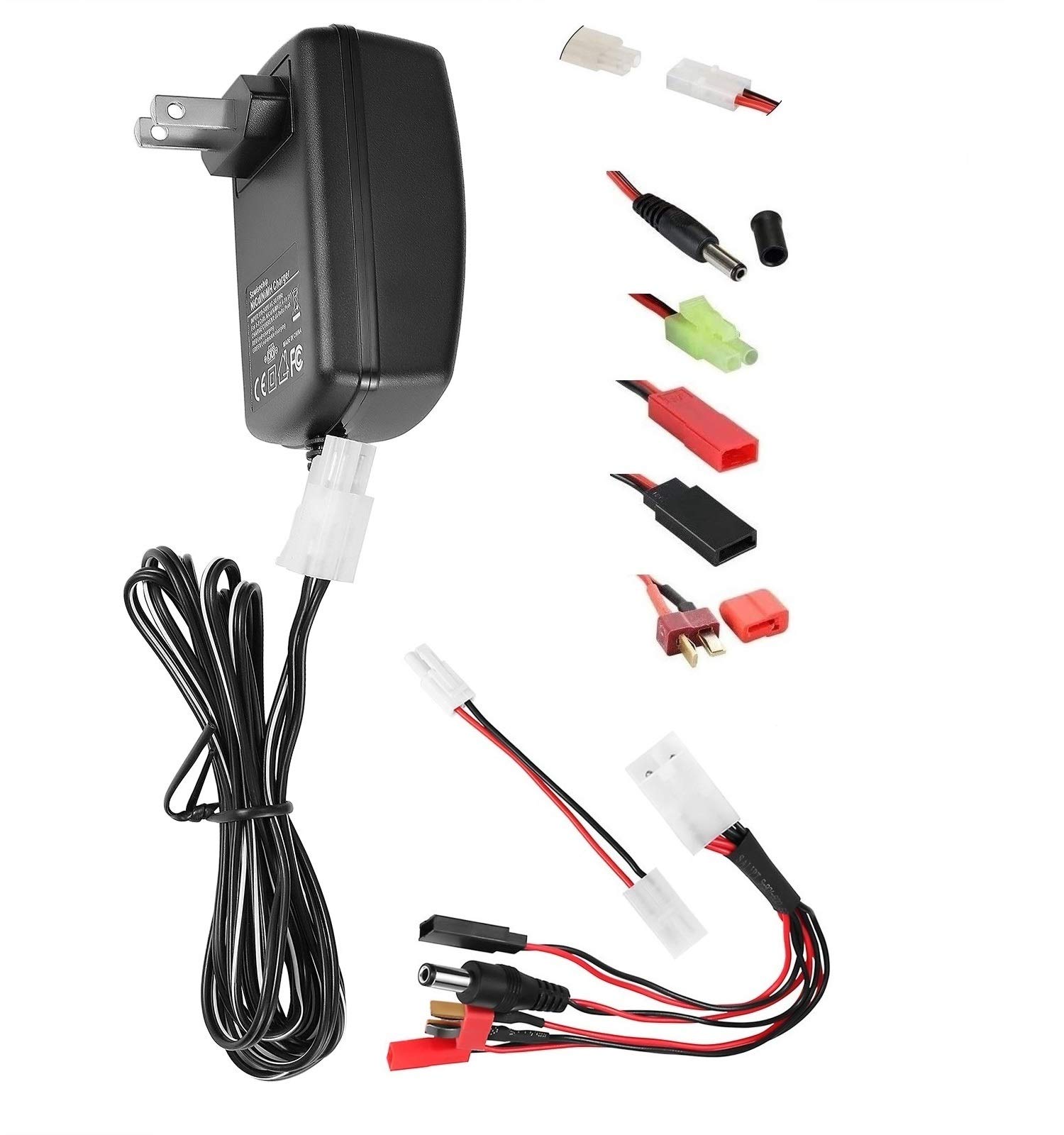 Delta Peak Detection NiMH/NiCd Battery Charger 3.6V-10.8V for Airsoft, RC Cars, Trucks, Air Guns & RC Airplanes - Compatible with Tamiya, JST, T Plug & JR FUTABA Connectors | Perfect for Hobbyists & RC Enthusiasts