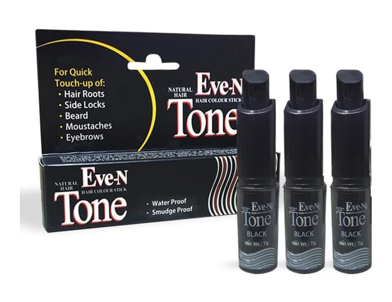 EVE-N LUXURY Tru Tone Semi-Permanent Hair Dye Stick - 7G Each (Set of 3) - Black | Root Touch-Up & Instant Hair Color for Quick Cover-Ups | Perfect for Travel, Home Use & On-The-Go Styling