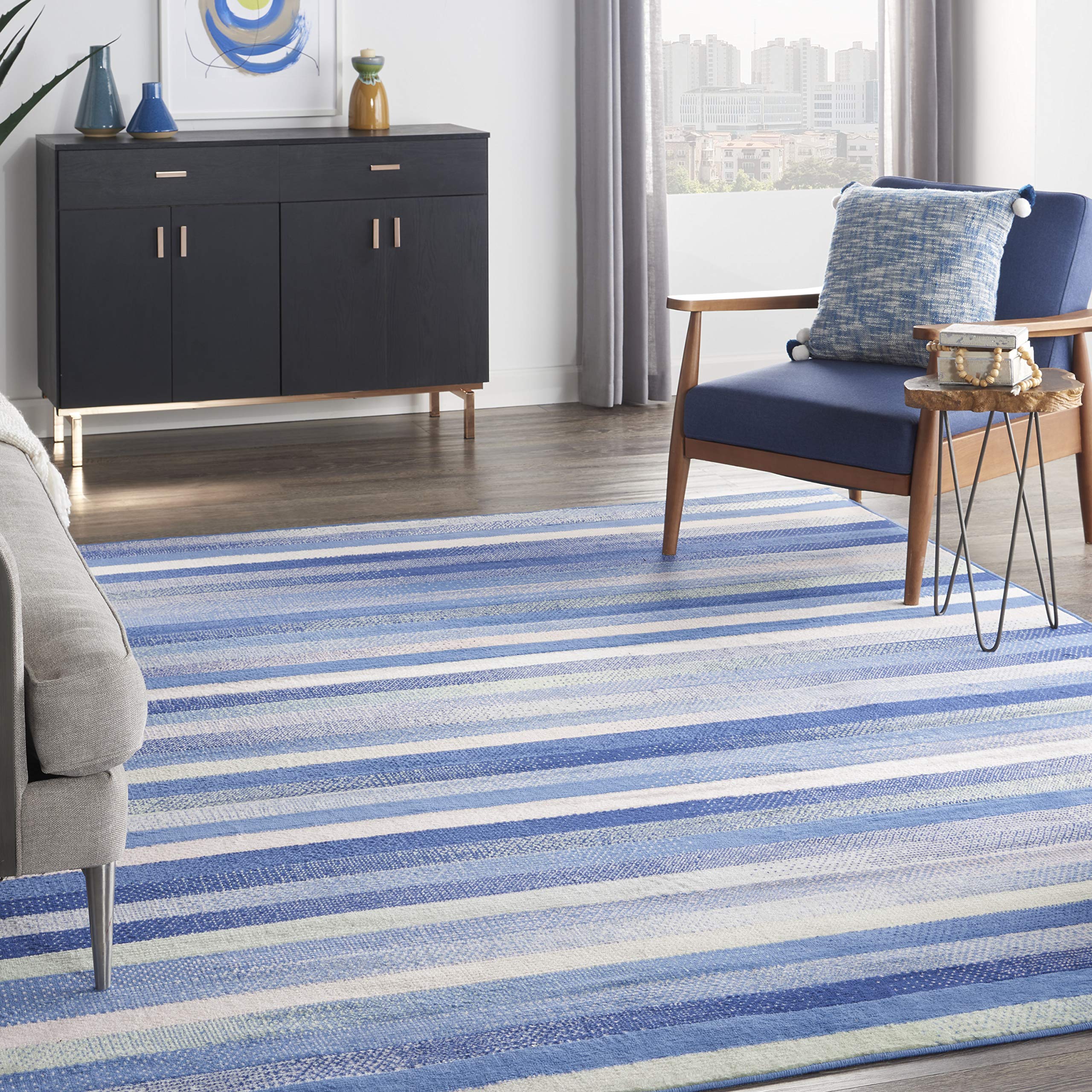 Nourison Whimsicle Abstract Blue Multicolor 8' x 10' Area Rug - Easy Clean, Non-Shedding, Stain Resistant for Living Room, Bedroom, Dining Room & Kitchen Decor | Soft & Durable for High Traffic Areas