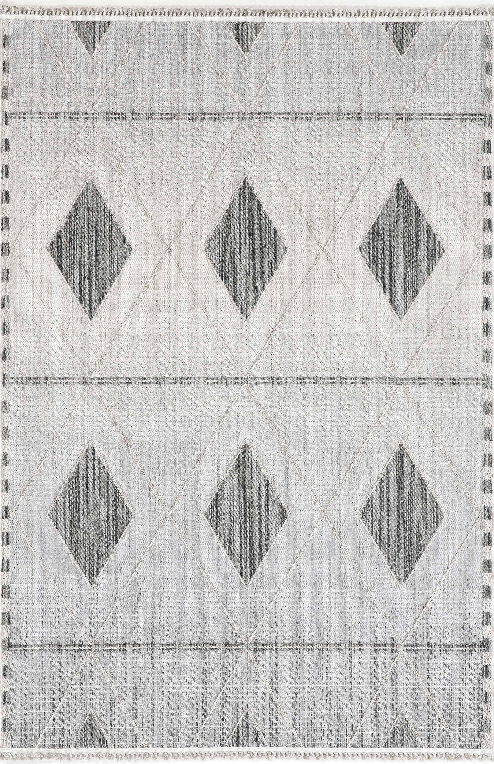 Aurelia Raised Diamond Pattern Area Rug - Soft Plush Light Grey Carpet for Living Room, Bedroom & Nursery - Home Decor & Floor Comfort