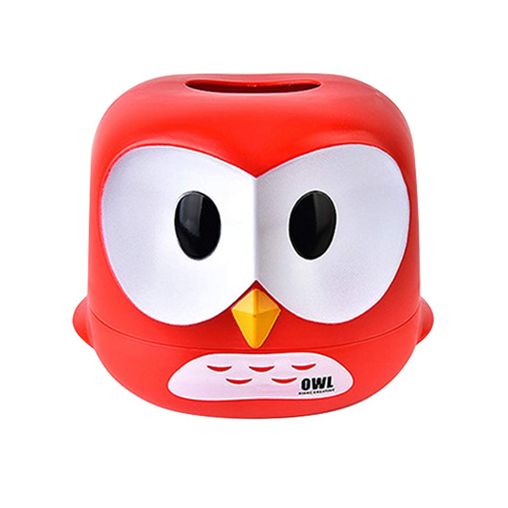 VICASKY Creative Cartoon Owl Tissue Box Holder - Desktop Paper Storage Organizer for Home, Office & Bathroom - Red Toilet Paper Dispenser with Easy Roll Extraction - Perfect for Living Room, Bedroom & Restroom Decor
