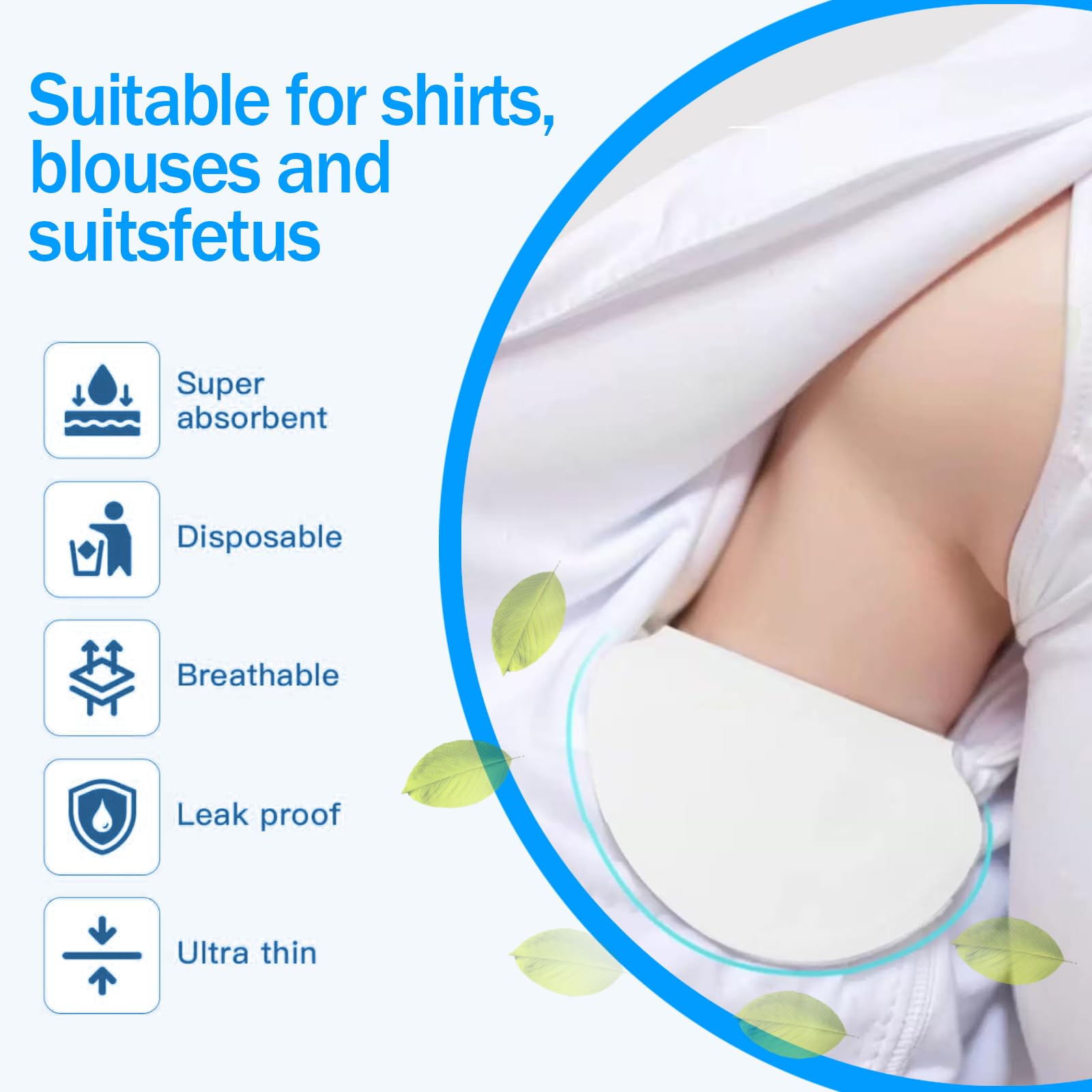 Premium Underarm Sweat Pads - 100 Pack Hyperhidrosis Protection for Men & Women | Comfortable, Absorbent Dress Shields | Armpit Guards for Workouts, Business Attire & Daily Use