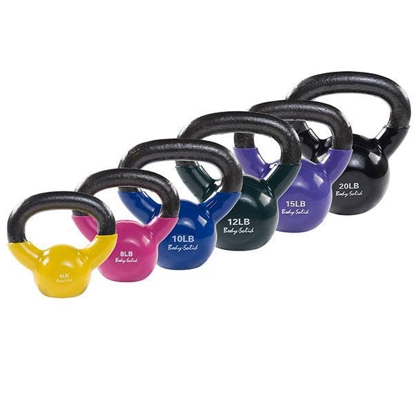 Body-Solid Vinyl Coated Kettlebells with Ergonomic Grip Handles - Premium Weight Training & Core Workout Equipment for Home Gym, CrossFit, and Functional Fitness