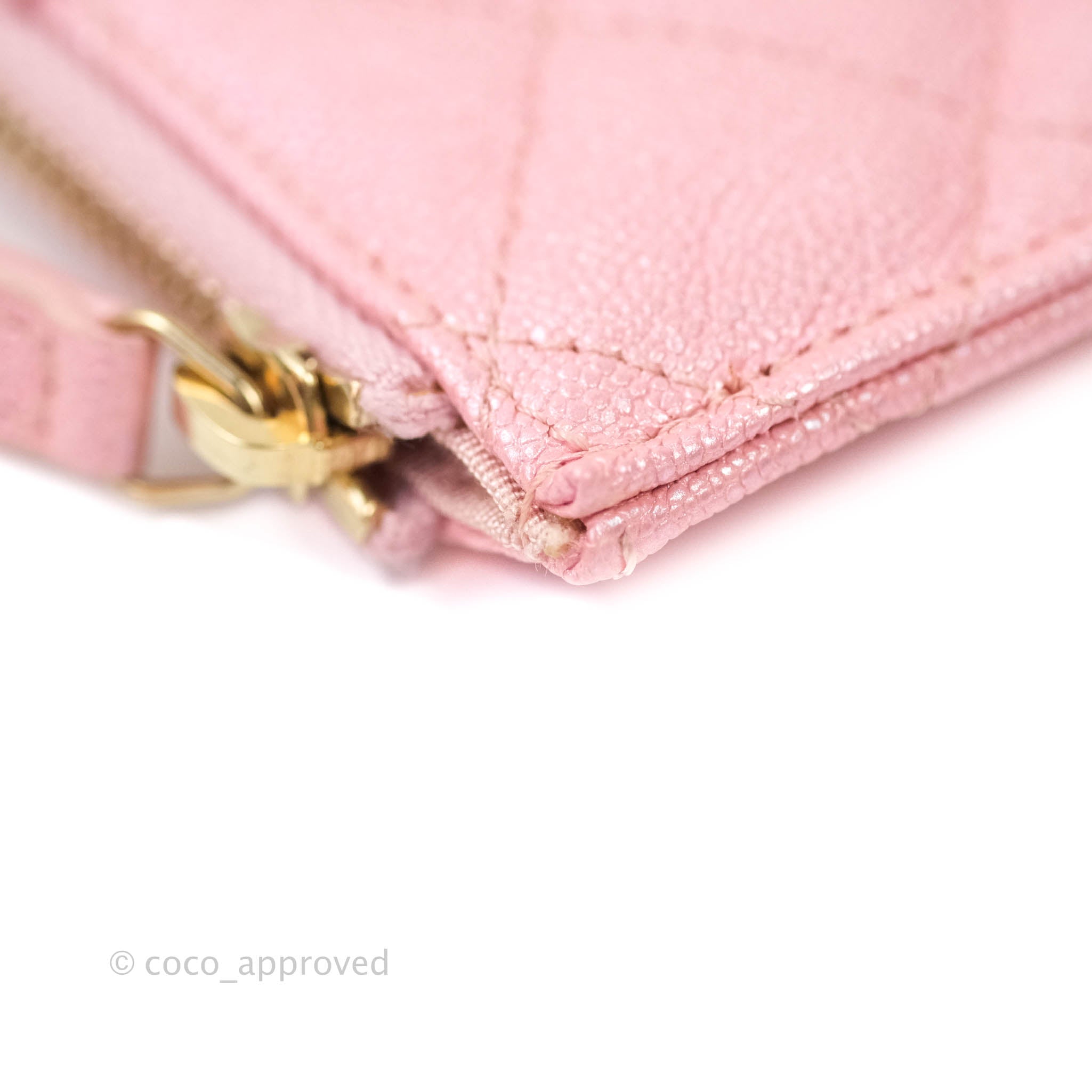 Chanel Classic Flat Iridescent Pink Caviar Leather Wallet Pouch with Gold Hardware - Perfect for Everyday Use, Travel & Special Occasions