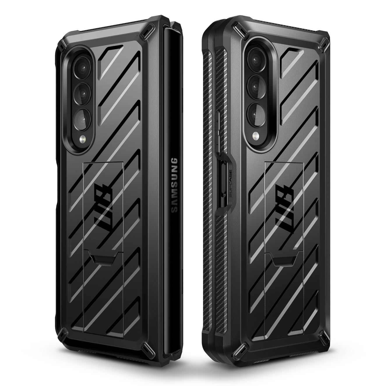 Samsung Galaxy Z Fold 3 Unicorn Beetle Pro Kickstand Case with Built-in Screen Protector - Black | Shockproof Protective Cover for Work, Travel & Daily Use