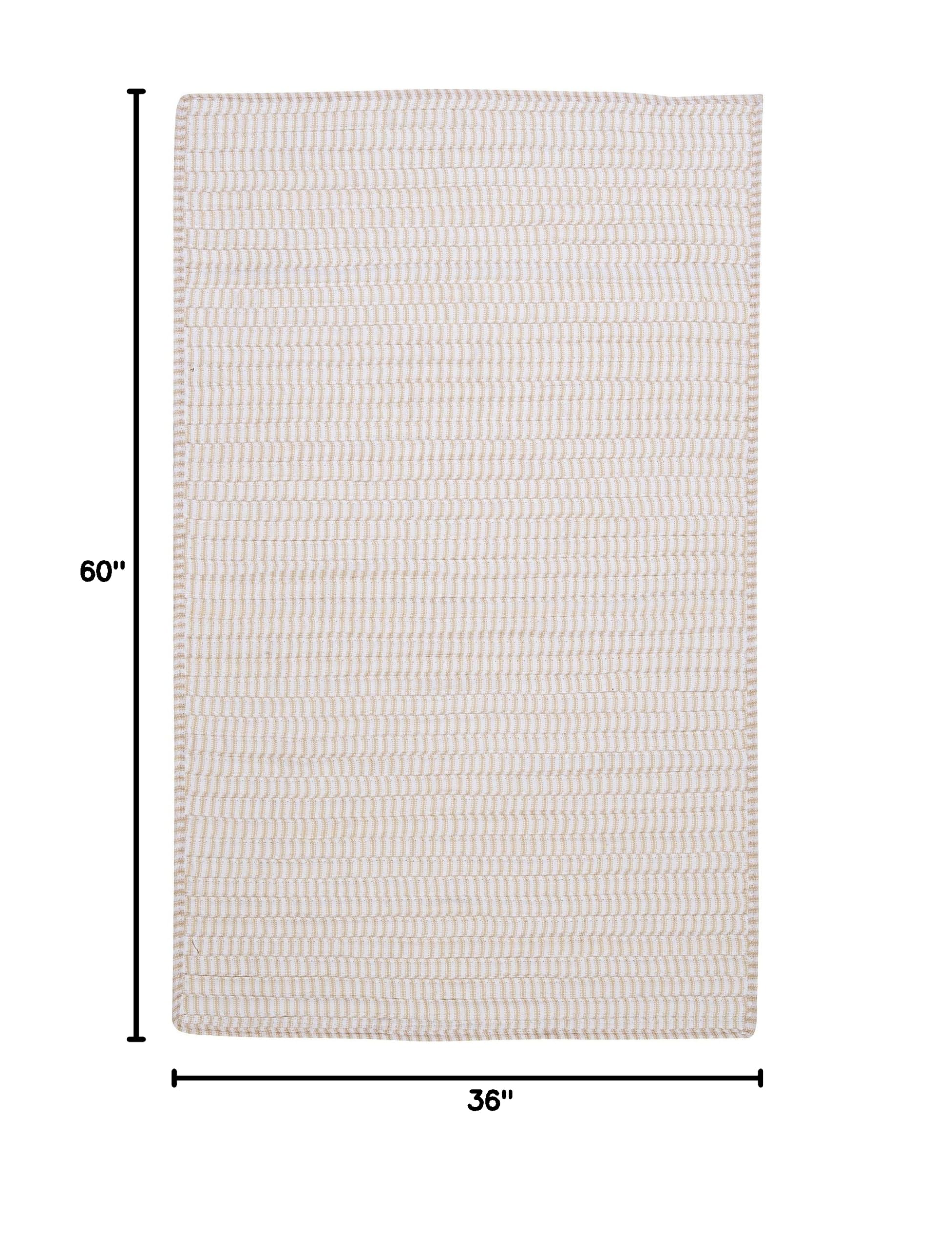 Stylish Ticking Stripe Rectangle Area Rug 3x5 Feet - Canvas Fabric for Living Room, Bedroom & Office Decor | Durable & Easy to Clean