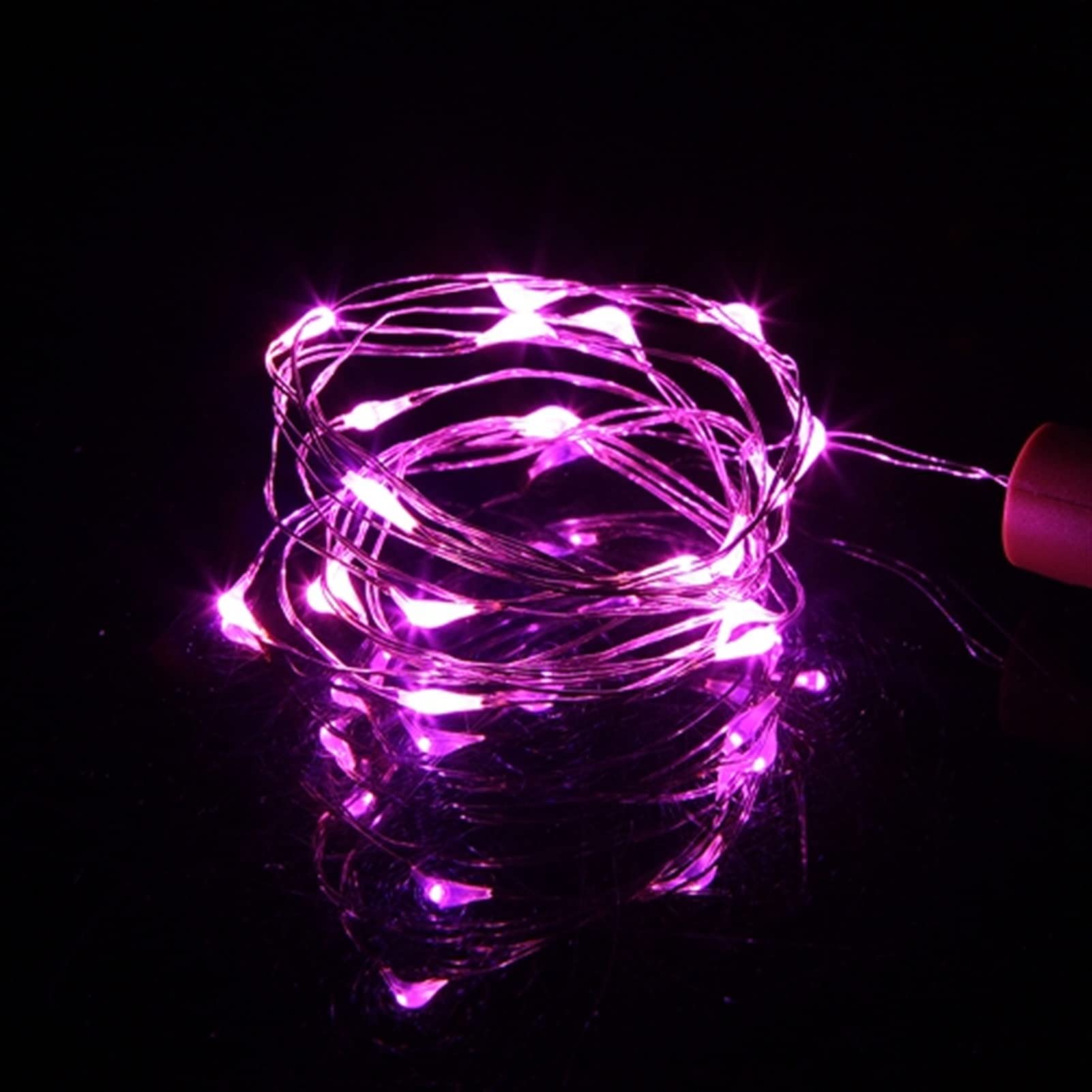 Battery Powered Cork Wine Bottle LED String Lights - 1m/2m Decorative Fairy Lights for DIY, Birthday Parties, Weddings & Home Decor (Pink, 20 LEDs) - Perfect for Wine Bottles, Bars, and Romantic Ambiance