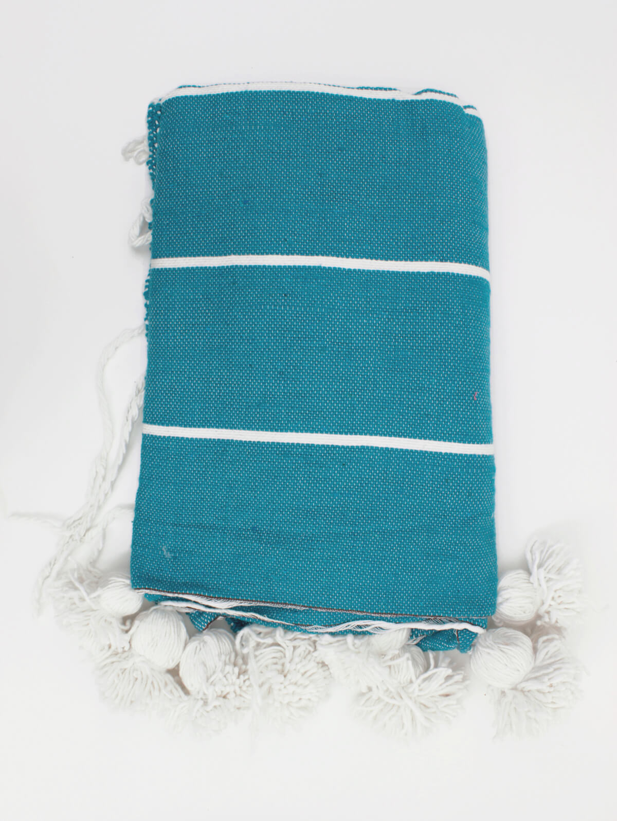 Soft Aqua Tassel Pom Pom Blanket - Cozy Knit Throw for Bed, Couch & Nursery Decor - Perfect for Gifts, Winter Warmth & Home Styling
