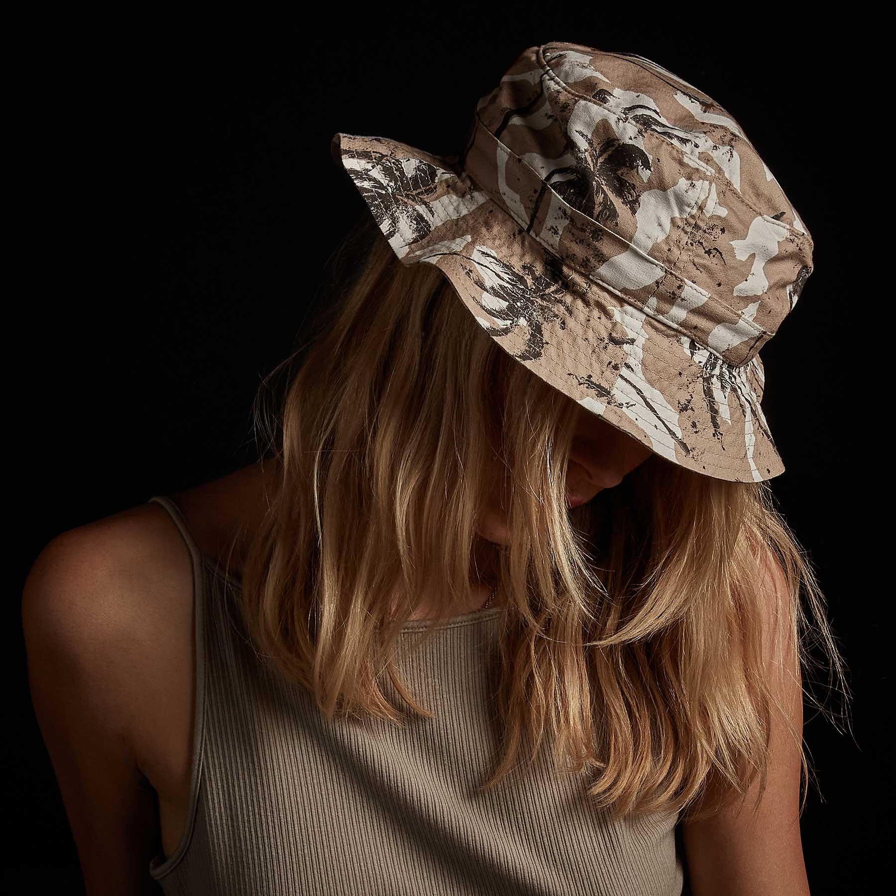 Camo Palm Print Bucket Hat for Men & Women - Desert Camouflage Sun Hat for Outdoor, Hiking, Fishing & Beach Activities