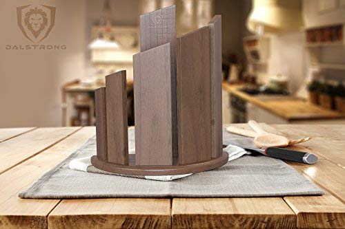 Dalstrong Magnetic Knife Block - Premium Double-Sided Walnut Knife Holder for 12-Piece Knife Set - 'Dragon Spire' Professional Kitchen Display Stand - Perfect for Home Chefs & Cooking Enthusiasts - Ideal for Kitchen Countertop Organization & Knife Storage