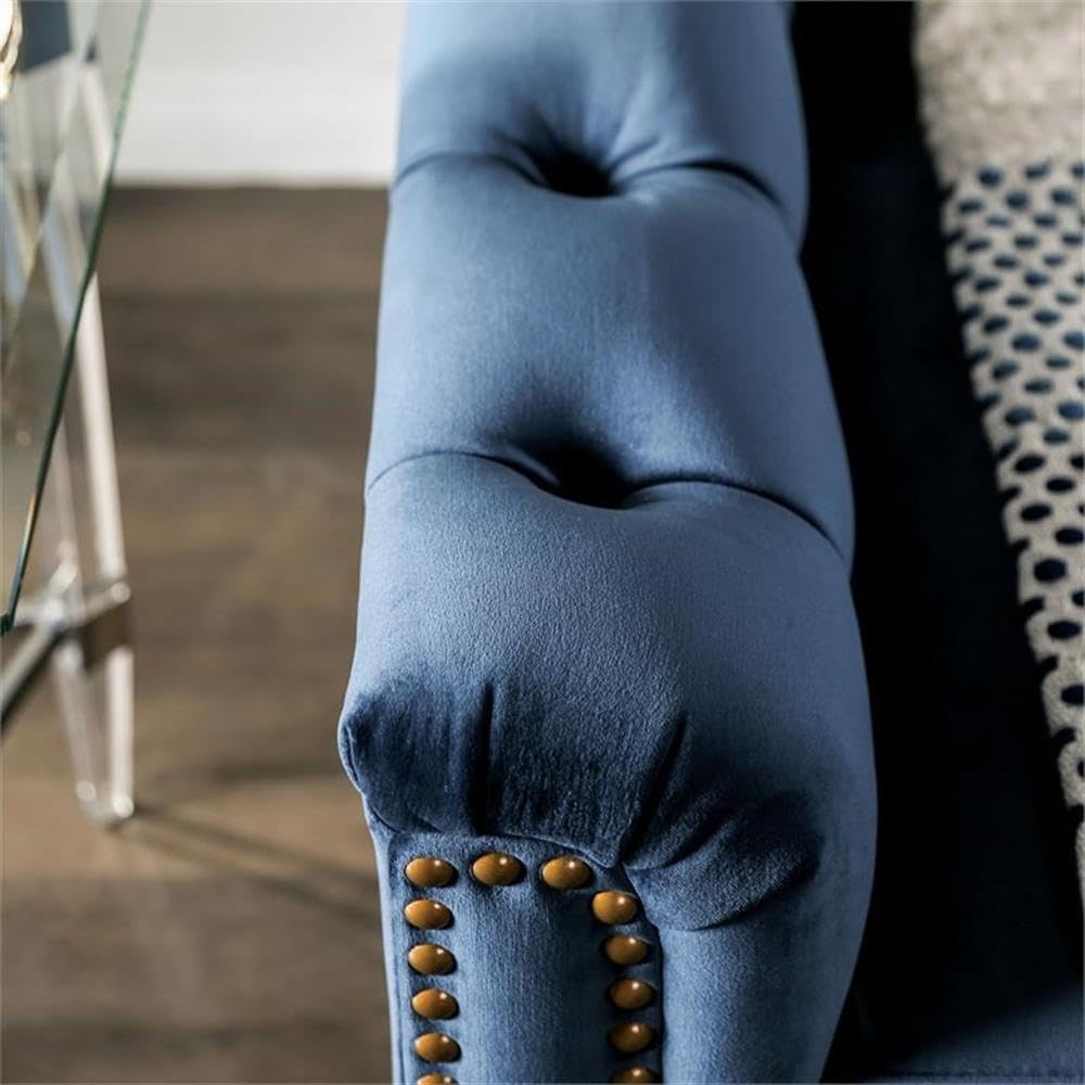 Furniture of America Tidi Transitional Fabric Tufted Loveseat in Blue - Stylish Sofa for Living Room, Office & Small Spaces
