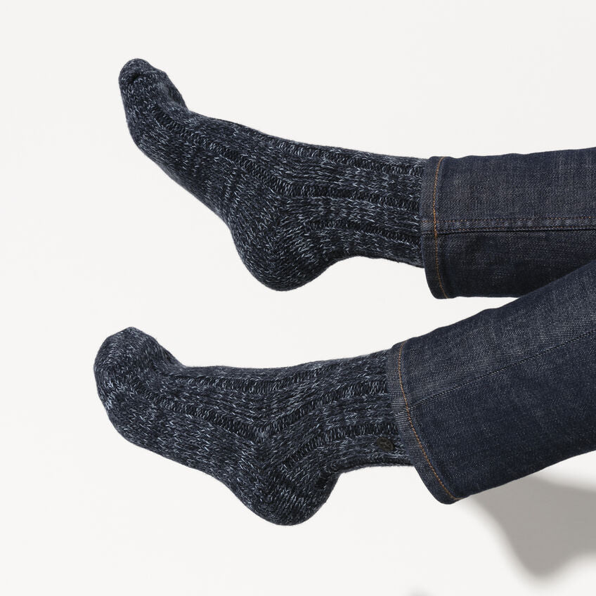 Birkenstock Women's Cotton Twist Socks - Navy Blue Comfortable Crew Socks for Everyday Wear, Yoga & Casual Outfits