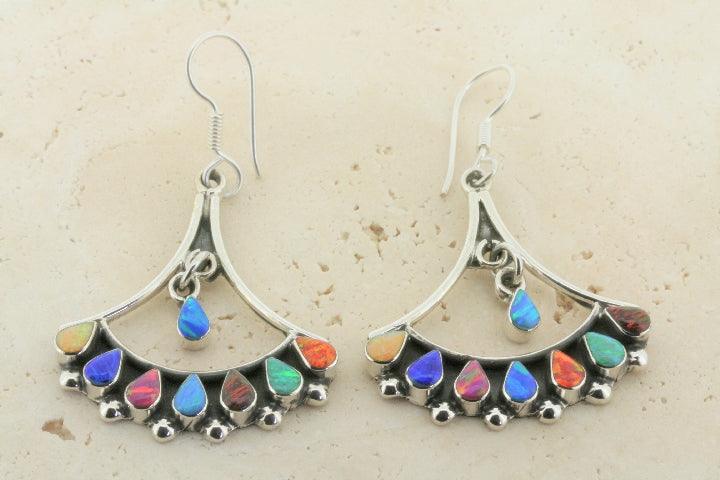 Opal Shield Chandelier Earrings for Women – Elegant Dangle Drop Earrings for Parties, Weddings & Special Occasions