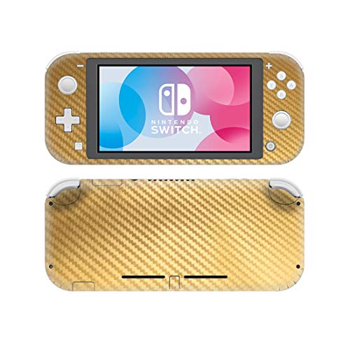 Nintendo Switch Lite Carbon Fiber & Gold Vinyl Skin Decal Sticker Set - Protective Cover for Gaming Console - Perfect for Travel, Gaming Sessions & Customization