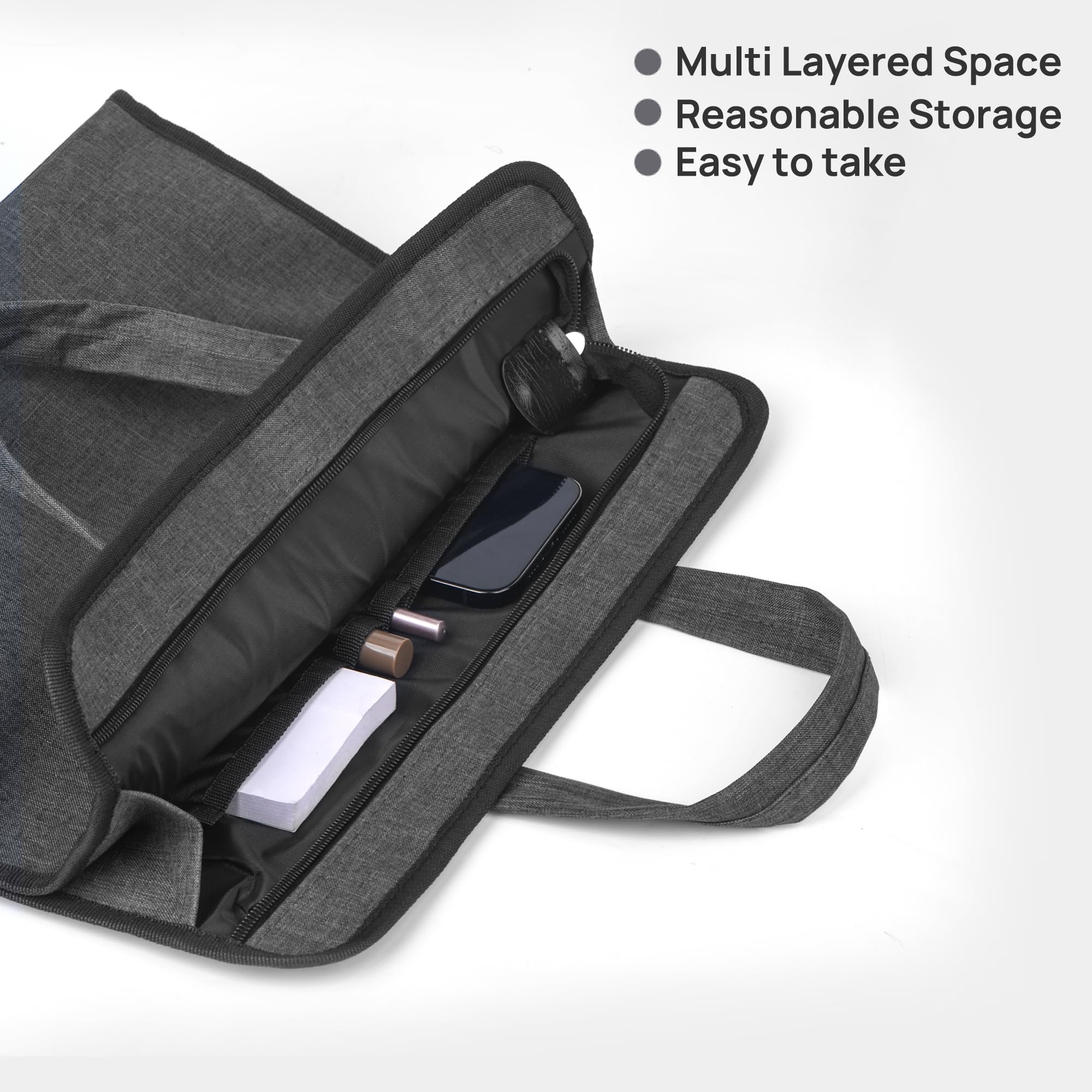 Waterproof Oxford Laptop Document Bag - Professional Zippered Briefcase for Business, Office & School - Perfect for Meetings, Commuting & Travel (Grey)