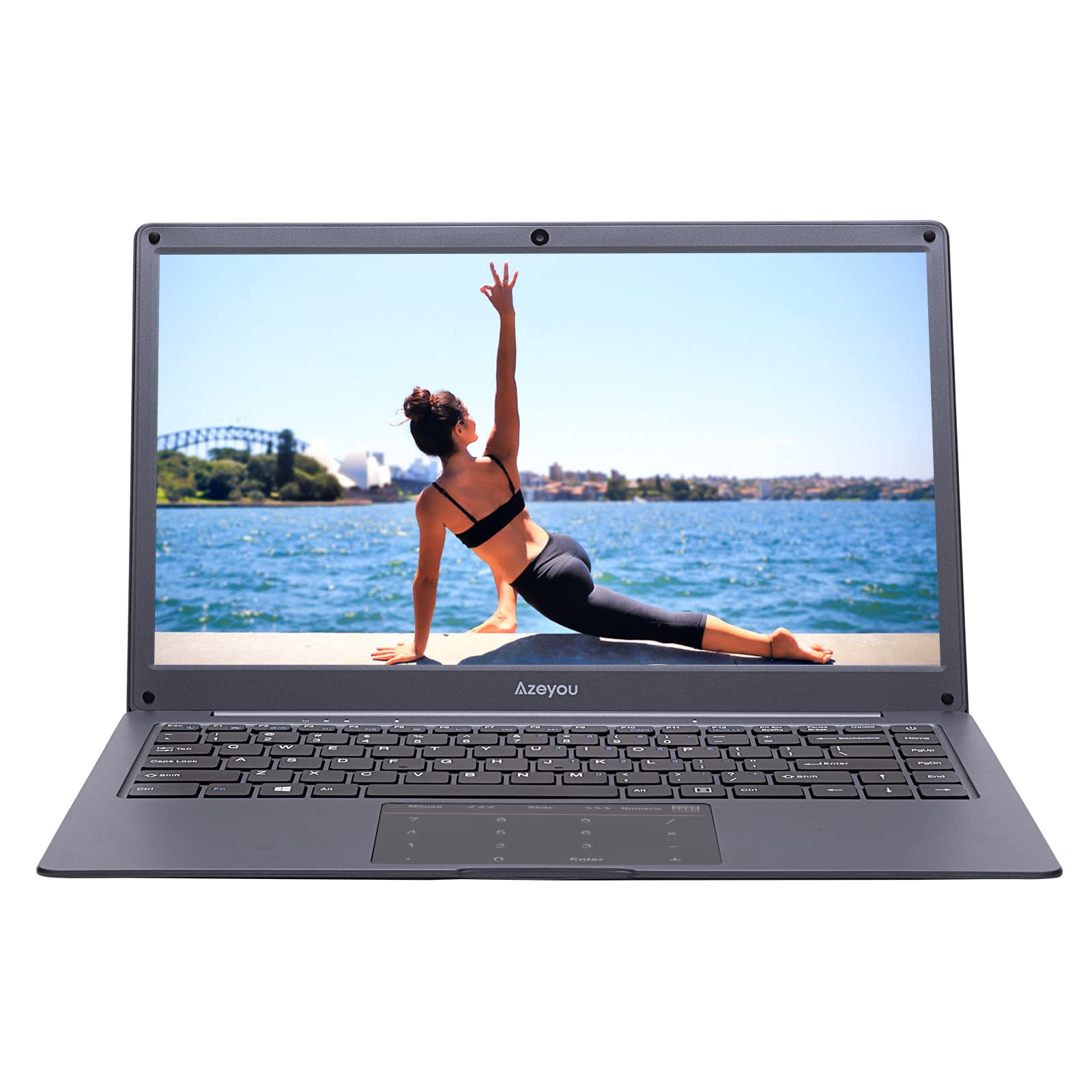 14 Inch Laptop with Numeric Trackpad - Intel Celeron N4020 Processor Up to 2.8GHz, 6GB RAM, 128GB SSD, Windows 11 Upgradeable, 2MP Webcam - Azeyou U40 WiFi Notebook for Business, Students & Remote Work - Perfect for Online Classes, Video Conferencing & Productivity Tasks