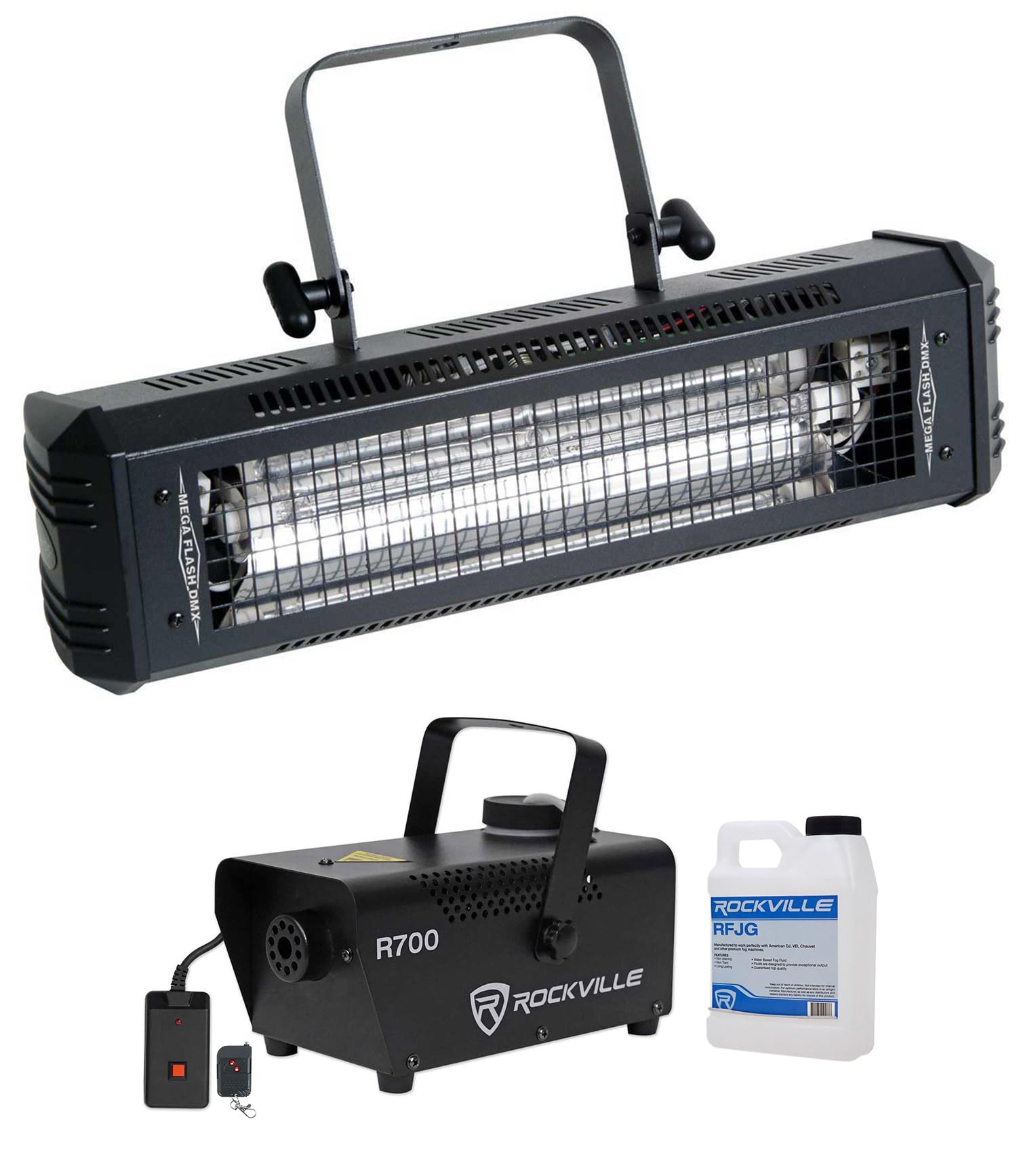 American DJ Mega Flash DMX 800W DMX Strobe Light with Sound Sensor & Fog Machine - Professional DJ Lighting for Clubs, Parties, and Stage Performances