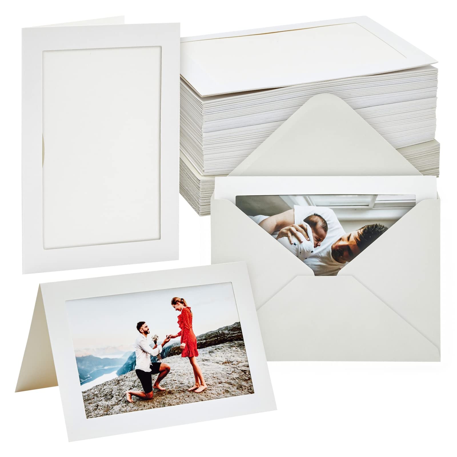 48 Pack 4x6 Photo Frame Greeting Cards with Envelopes - Elegant Textured Ivory Cardstock for Wedding, Graduation & Anniversary - Perfect for Photo Displays, Thank You Notes & Special Occasions
