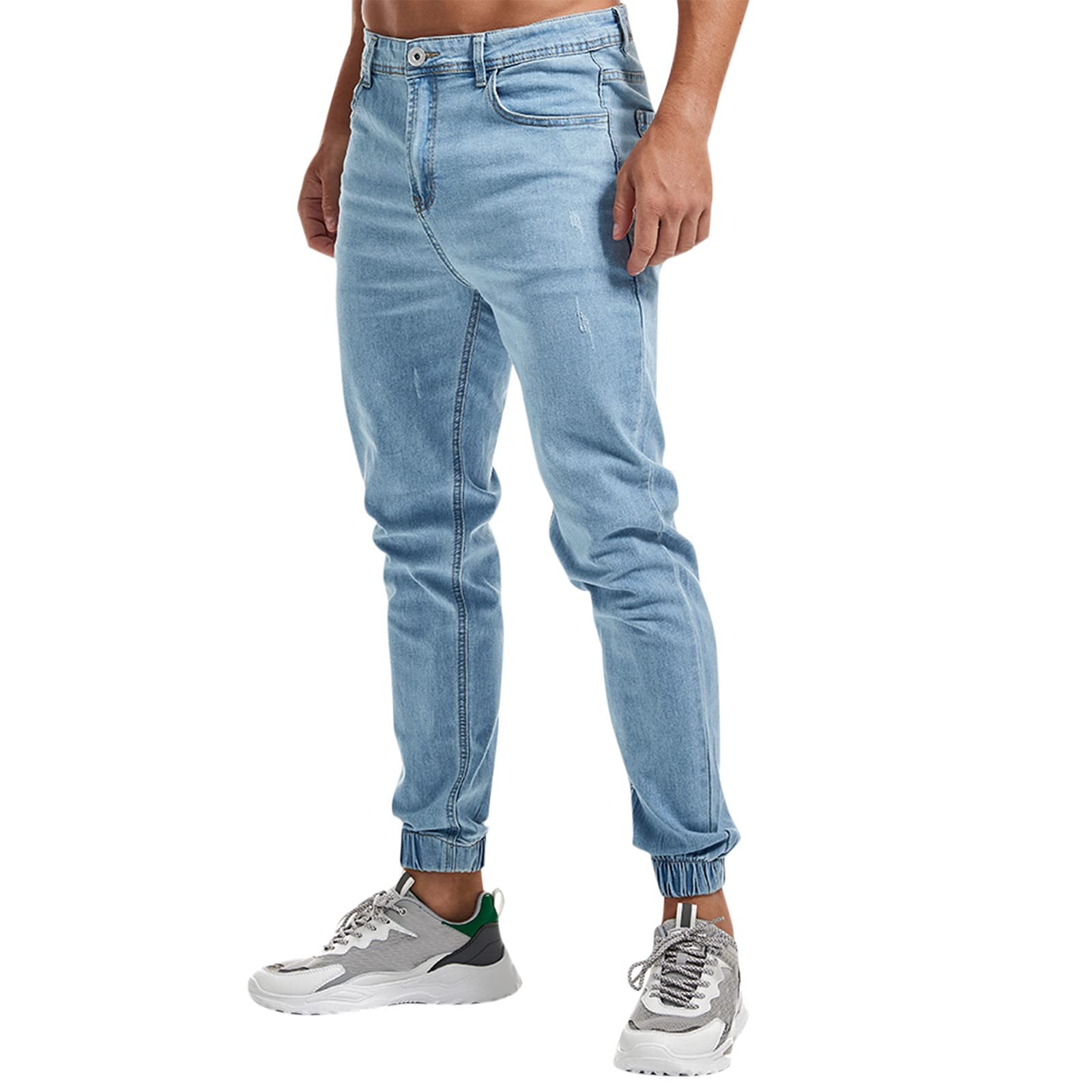 Men's Casual Denim Pants - Slim Fit Stretch Jeans with Zipper Fly & Solid Pockets | Perfect for Everyday Wear, Office & Outdoor Activities