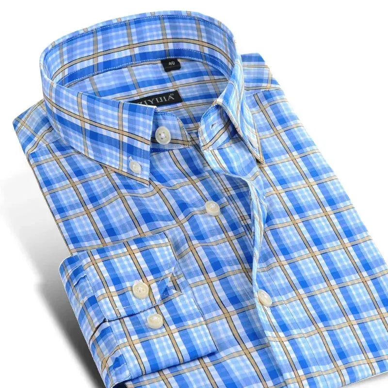 Men's Casual Cotton Checkered Shirt - Plaid Long Sleeve Button Down Shirt for Everyday Wear, Outdoor Activities & Office Style