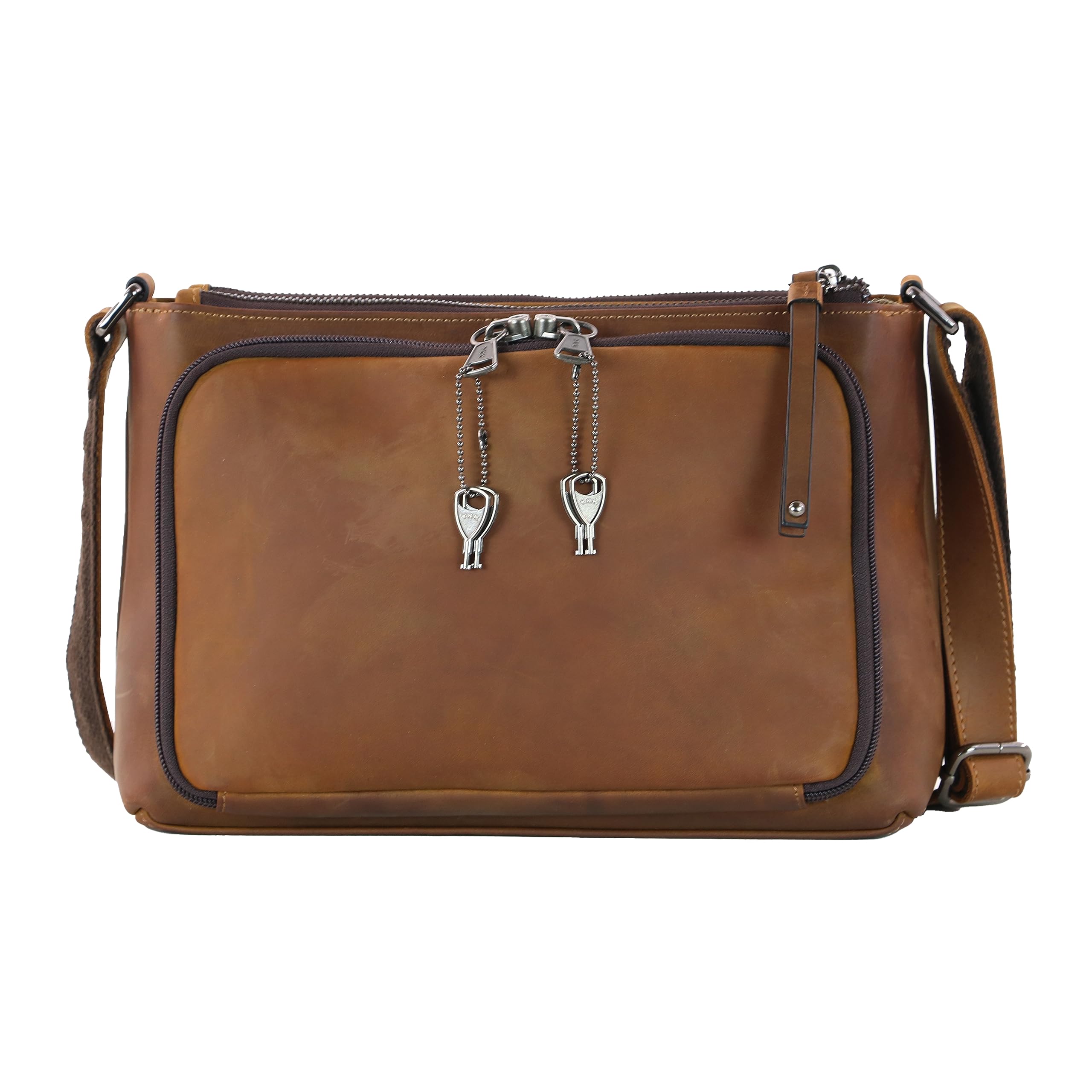 Brynlee Distressed Leather Concealed Carry Crossbody Bag - Medium Brown CCW Purse for Women | Perfect for Everyday Use, Travel & Self-Defense