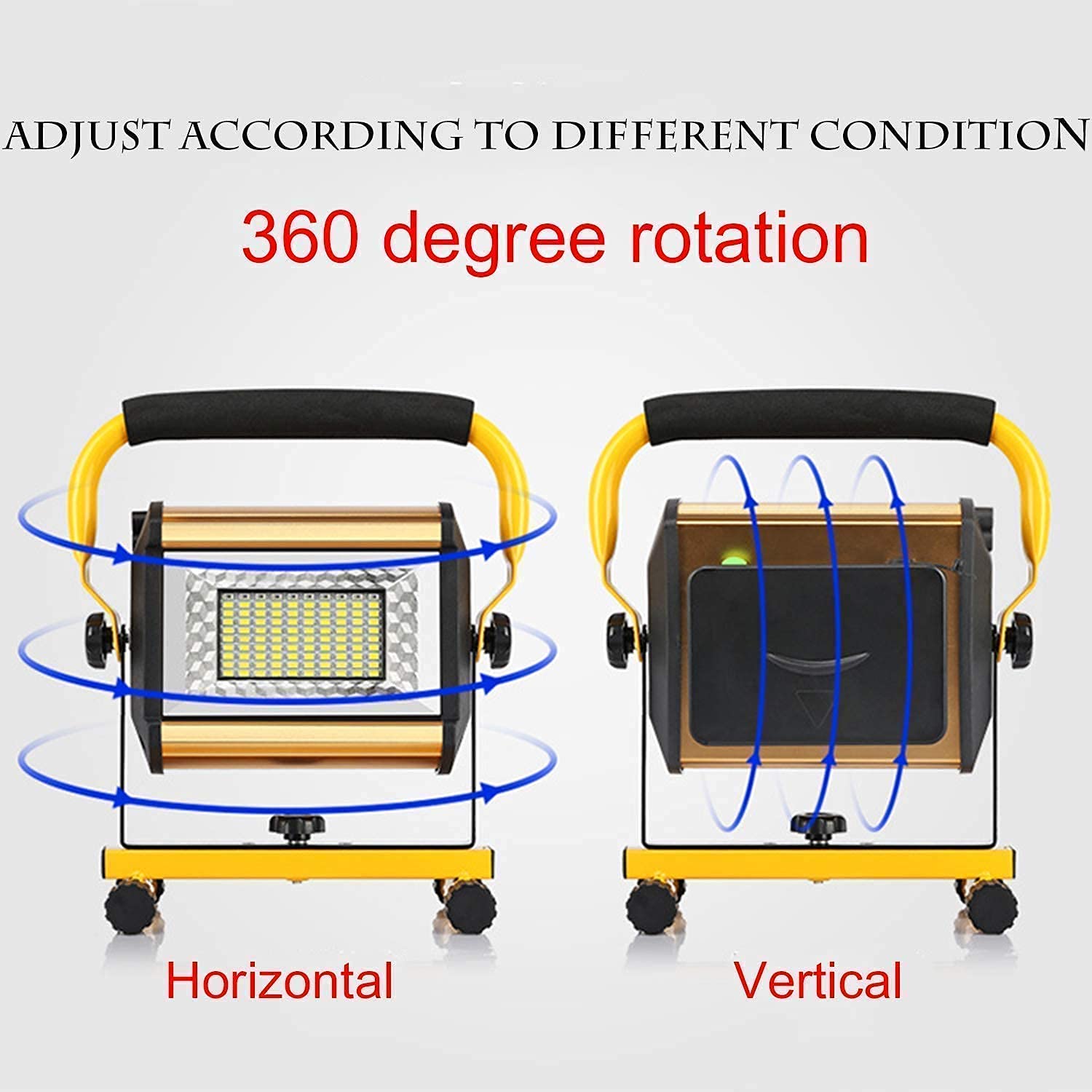 KEppd 8000LM Rechargeable LED Work Light - 100 LED Flood Light (Equivalent to 1000W) Waterproof Portable Lighting for Camping, Hiking, Auto Repair & Outdoor Activities